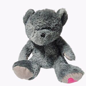 Walmart Valentines Day Grey Teddy Bear 13 inch Plush Pink Hearts Stuffed Animal